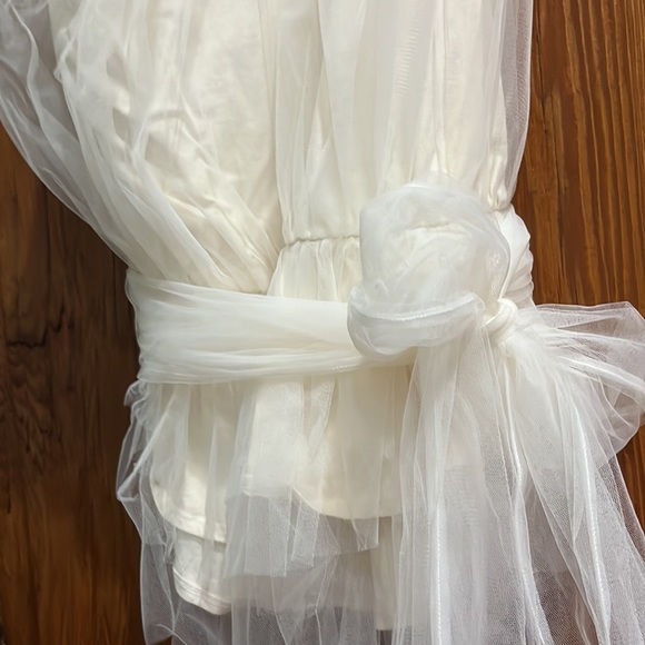 NWOT Express Classy & Sexy Blouse…organza overlay very comfortable! - Picture 2 of 5